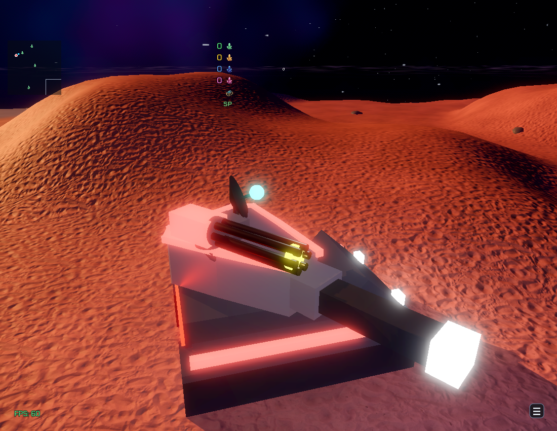 TreadHeads gameplay — a neon-lit tank on the dunes at dusk